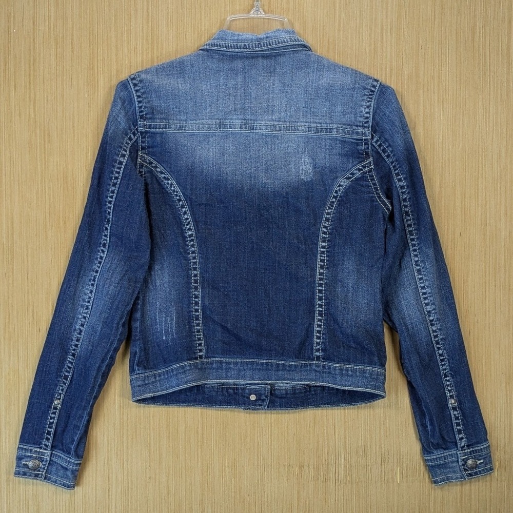 Silver Jeans Co Womens Denim Jacket Medium Wash Trucker Blue Medium Y2K Western - Picture 4 of 8